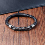 Men's Leather Bracelet Infinity Shape Stainless Steel Jewelry Gift