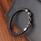 Men's Leather Bracelet Infinity Shape Stainless Steel Jewelry Gift