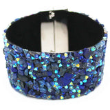 Leather Bracelet Cuff Natural Stone Women Magnetic Clasp