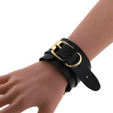 Exaggerated Punk Leather Bracelet Rivet Stud Wide Cuff Gothic Rock Bangle