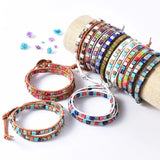 Boho Natural Stone Leather Bracelet Bundle - Summer Women Jewelry