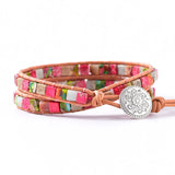 Boho Natural Stone Leather Bracelet Bundle - Summer Women Jewelry