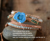 5 Strand Wrap Bracelets with Gilded Drusy Charm