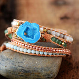 5 Strand Wrap Bracelets with Gilded Drusy Charm