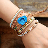 5 Strand Wrap Bracelets with Gilded Drusy Charm