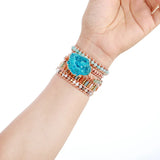 5 Strand Wrap Bracelets with Gilded Drusy Charm