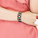 Leather Braided Beads Button Bracelets Palestinian Souvenir Flag Jewelry Gift