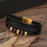 Men's Leather Braided Bracelet with Magnetic Clasp