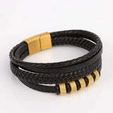 Men's Leather Braided Bracelet with Magnetic Clasp