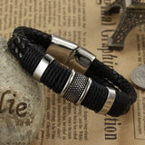 Leather Braided Metal Bracelet Men's and Women's Accessories