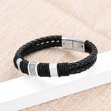 Leather Braided Metal Bracelet Men's and Women's Accessories