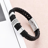 Leather Braided Metal Bracelet Men's and Women's Accessories