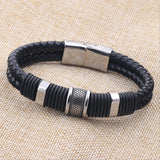 Leather Braided Metal Bracelet Men's and Women's Accessories