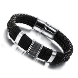 Leather Braided Metal Bracelet Men's and Women's Accessories