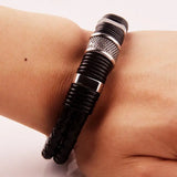 Leather Braided Metal Bracelet Men's and Women's Accessories