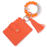 Leather Case Wristlet Beaded Bracelet Keychain Wallet