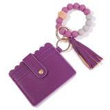 Leather Case Wristlet Beaded Bracelet Keychain Wallet