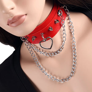 Leather Chain Necklace Gothic Choker Women Punk Neck Collar