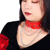 Leather Chain Necklace Gothic Choker Women Punk Neck Collar