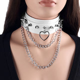 Leather Chain Necklace Gothic Choker Necklaces Women Girls Rivet Rock Kpop Punk