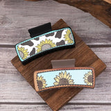 Leather Claw Sunflower and Cow Print Hair Claw Clips for Women