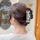 Leather Claw Sunflower and Cow Print Hair Claw Clips for Women