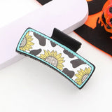 Leather Claw Sunflower and Cow Print Hair Claw Clips for Women