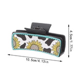 Leather Claw Sunflower and Cow Print Hair Claw Clips for Women