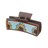 Leather Claw Sunflower and Cow Print Hair Claw Clips for Women
