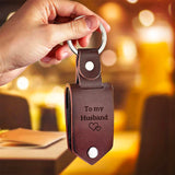 Customizable Leather Photo Keychain with Calendar Charm