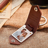 Customizable Leather Photo Keychain with Calendar Charm