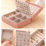 Leather Double Layer Jewelry Box Women Cosmetics Storage