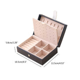 Leather Double Layer Jewelry Box Women Cosmetics Storage