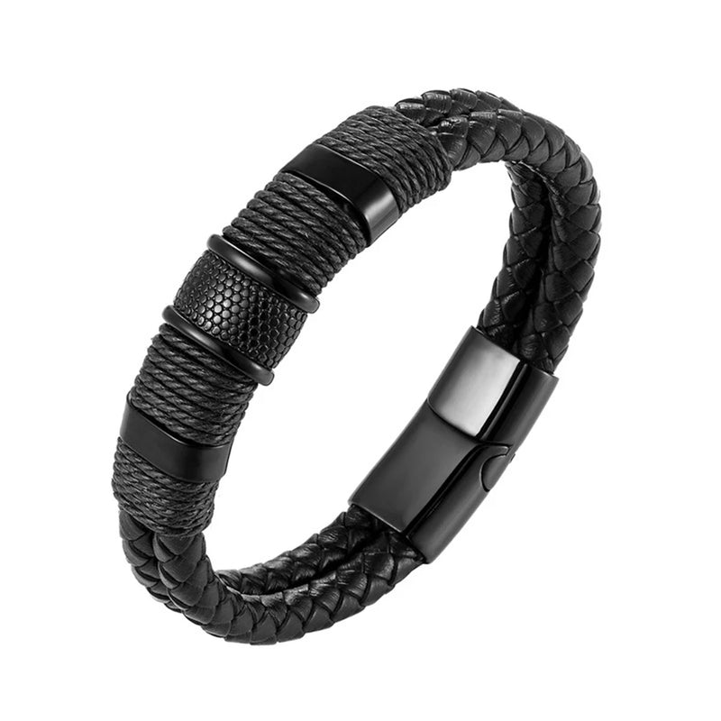 Leather Stainless Steel Bracelet for Men