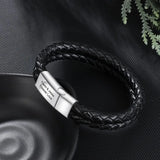 Custom Engraved Leather Bracelet with Stainless Steel Clasp