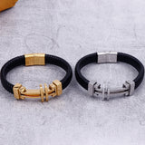 Stainless Steel Cross Shape Mens Bracelet with Magnet Closure