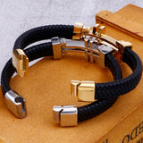 Stainless Steel Cross Shape Mens Bracelet with Magnet Closure