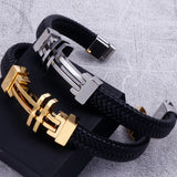 Stainless Steel Cross Shape Mens Bracelet with Magnet Closure