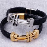 Stainless Steel Cross Shape Mens Bracelet with Magnet Closure