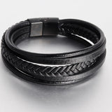 Men's Leather Braided Bracelet Retro Stainless Steel Rope Bracelet