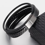 Men's Leather Braided Bracelet Retro Stainless Steel Rope Bracelet