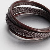Men's Leather Braided Bracelet Retro Stainless Steel Rope Bracelet