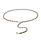 Leather Heart Chain Belts Metal Plated Chain Links Adjustable Flower Waist Belt