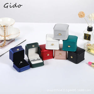 Leather Jewelry Box Ring Earrings Display Organizer