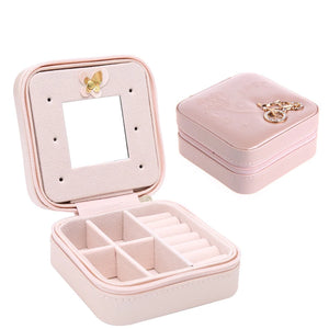 Leather Jewelry Box Necklace Ring Cosmetic Storage Case
