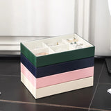 Leather Jewelry Box Clear Lid Jewelry Display Tray Storage Box Earrings Ring