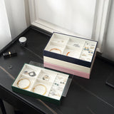 Leather Jewelry Box Clear Lid Jewelry Display Tray Storage Box Earrings Ring
