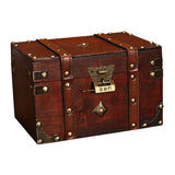 Leather Jewelry Box with Lock Tabletop Retro Storage Case Portable