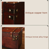 Leather Jewelry Box with Lock Tabletop Retro Storage Case Portable
