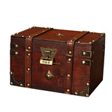 Leather Jewelry Box with Lock Tabletop Retro Storage Case Portable